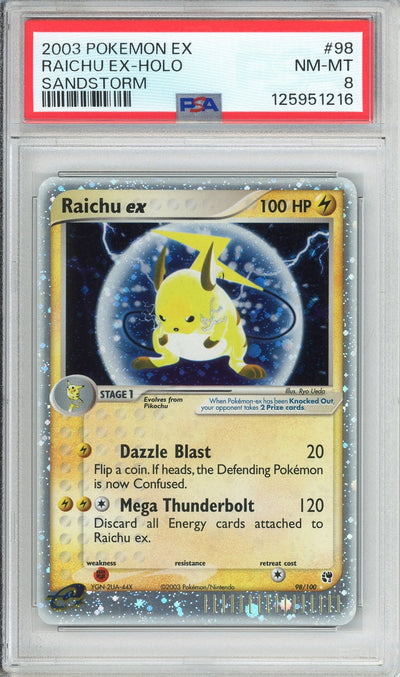 Pokemon Graded: Raichu ex 98/100 Sandstorm (2003) Holo PSA 8