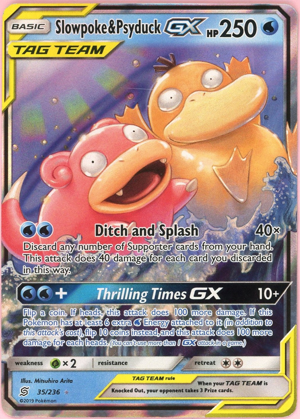 Pokemon Single: Slowpoke & Psyduck GX 35/236 Unified Minds (2019) Holo LP