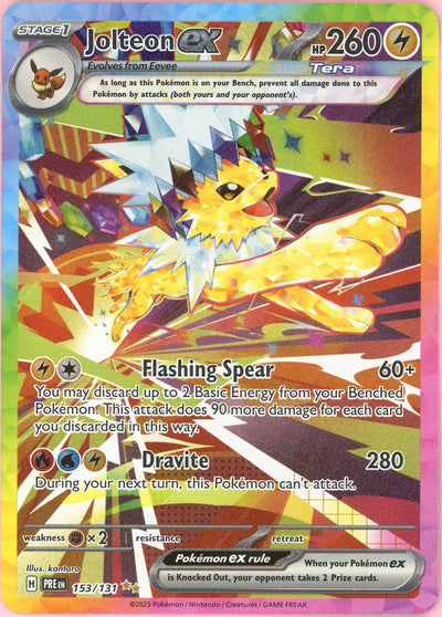 Pokemon Single: Jolteon ex 153/131 Prismatic Evolutions (2025) Holo SIR NM