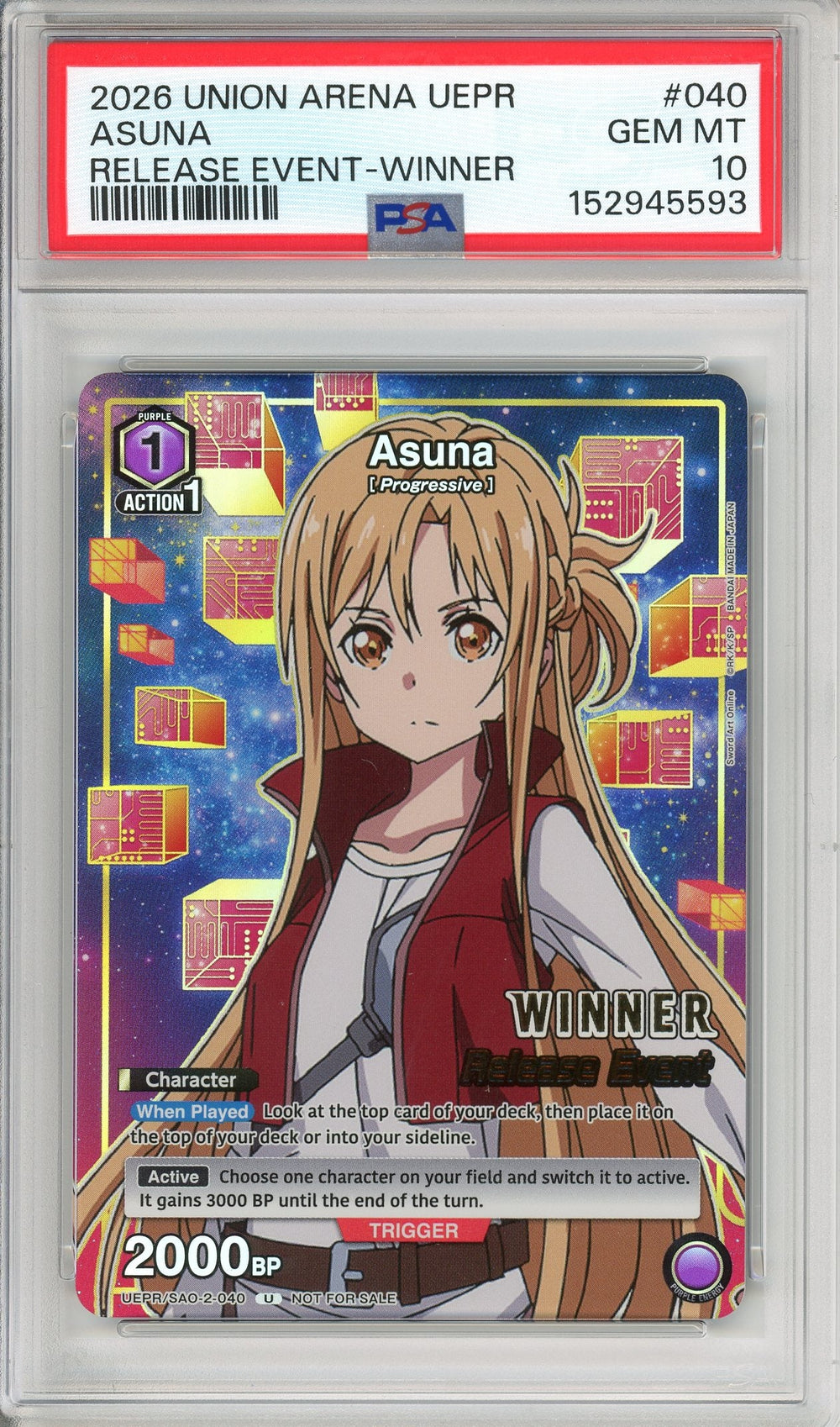 Union Arena Graded: Asuna #40 Release Event Winner (2026) PSA 10