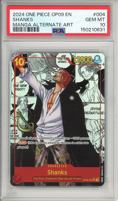 One Piece Graded: Shanks OP09-004 Emperors Of The New World (2024) Manga Alt Art PSA 10