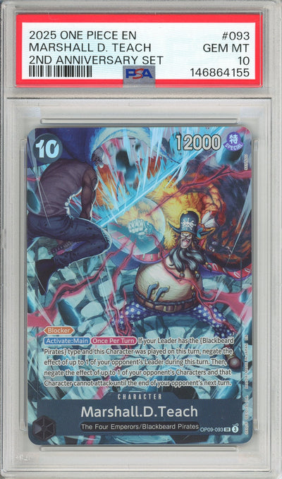 One Piece Graded: Marshall D. Teach OP09-093 2nd Anniversary Set PSA 10
