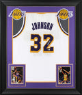 Magic Johnson Authentic Signed White Pro Style Framed Jersey BAS Witnessed 2