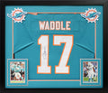 Jaylen Waddle Authentic Signed Teal Pro Style Framed Jersey Autographed JSA