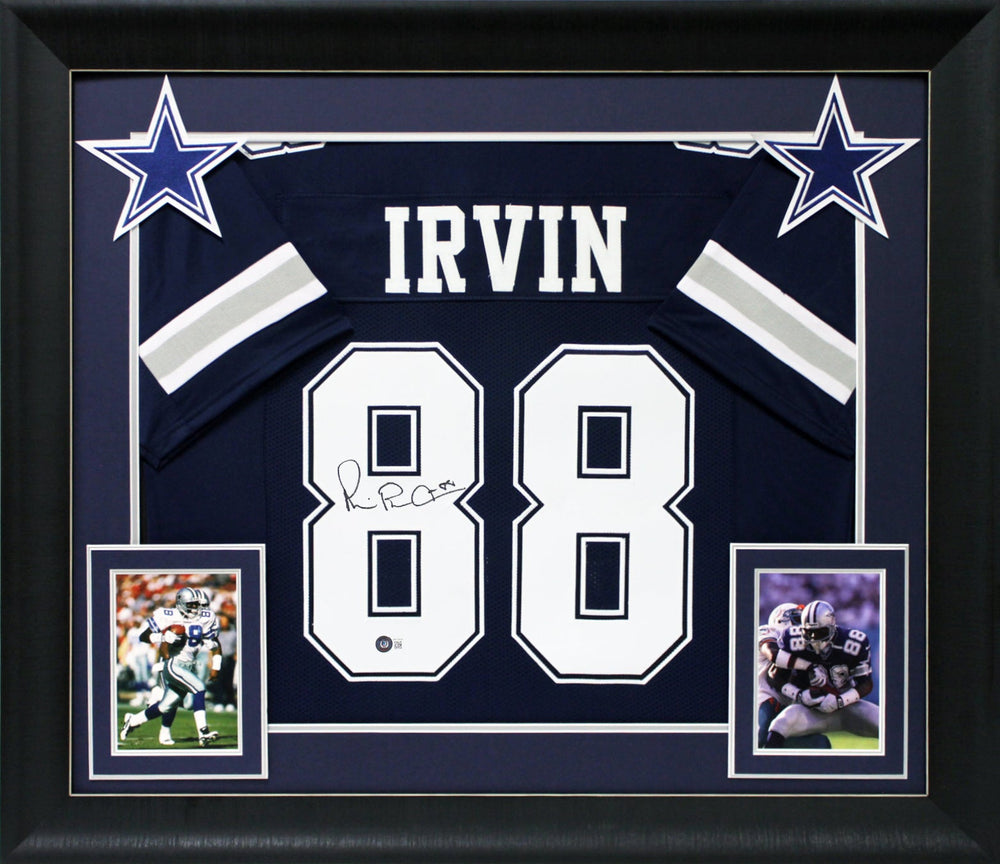 Michael Irvin Authentic Signed Navy Blue Pro Style Framed Jersey BAS Witnessed 2