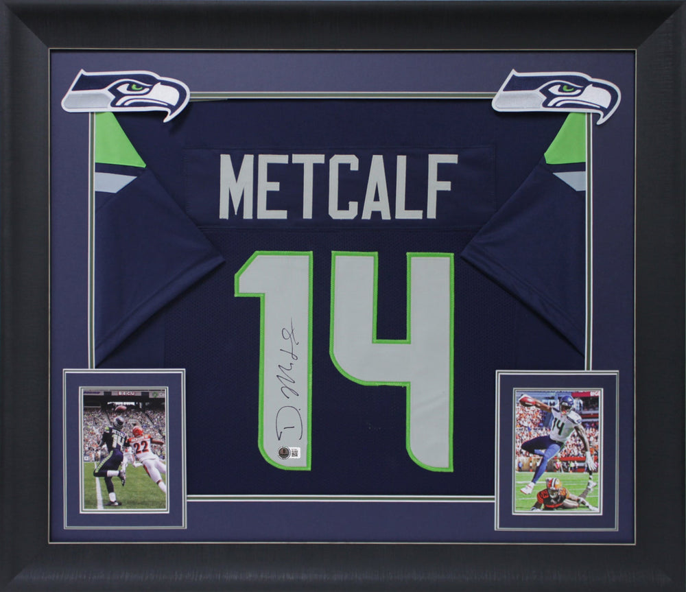 D.K. Metcalf Authentic Signed Navy Blue Pro Style Framed Jersey BAS 2