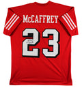 Christian McCaffrey Authentic Signed Red Pro Style Jersey w/ Dropshadow JSA