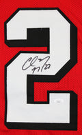 Christian McCaffrey Authentic Signed Red Pro Style Jersey w/ Dropshadow JSA
