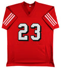 Christian McCaffrey Authentic Signed Red Pro Style Jersey w/ Dropshadow JSA