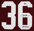 Oklahoma Steve Owens "69 Heisman" Signed Maroon Pro Style Jersey BAS Witnessed 2