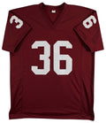Oklahoma Steve Owens "69 Heisman" Signed Maroon Pro Style Jersey BAS Witnessed 2