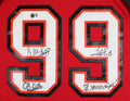 Buccaneers Warren Sapp "3x Insc" Signed Red Mitchell & Ness Jersey BAS Witnessed