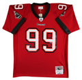 Buccaneers Warren Sapp "3x Insc" Signed Red Mitchell & Ness Jersey BAS Witnessed