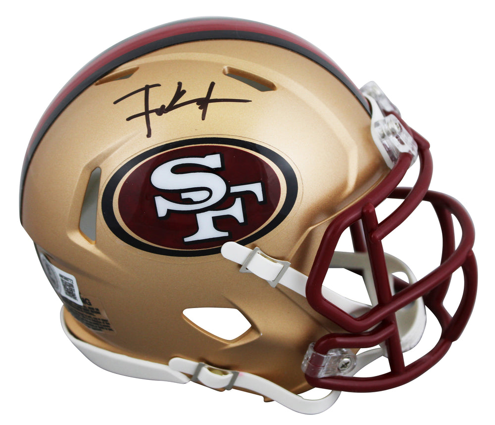 49ers Frank Gore Signed 1996-08 Throwback Speed Mini Helmet BAS Witnessed