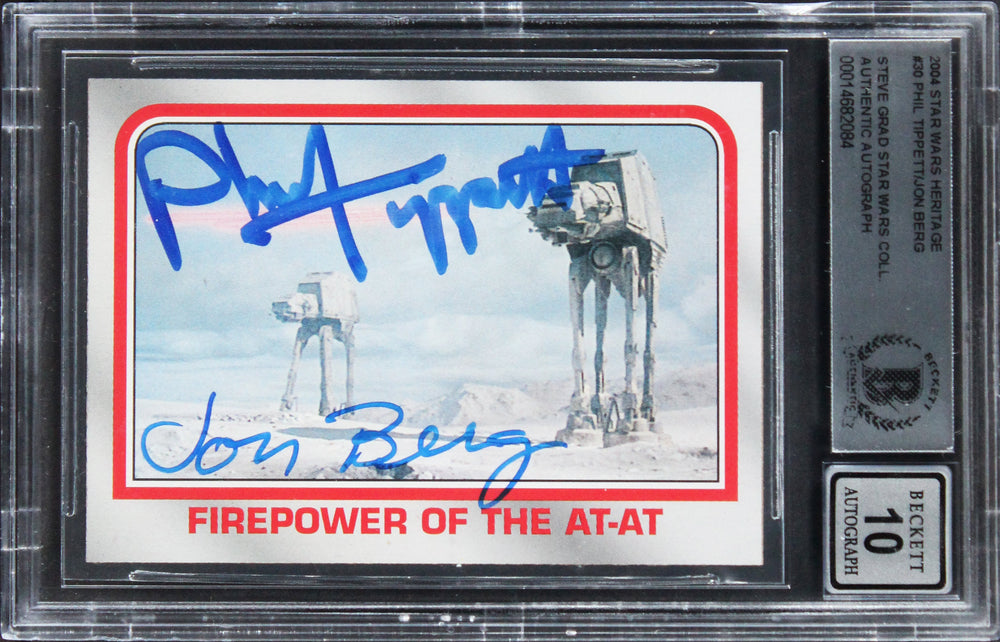 Phil Tippett & Jon Berg Signed 2004 Star Wars Heritage #30 Card Auto 10 BAS Slab