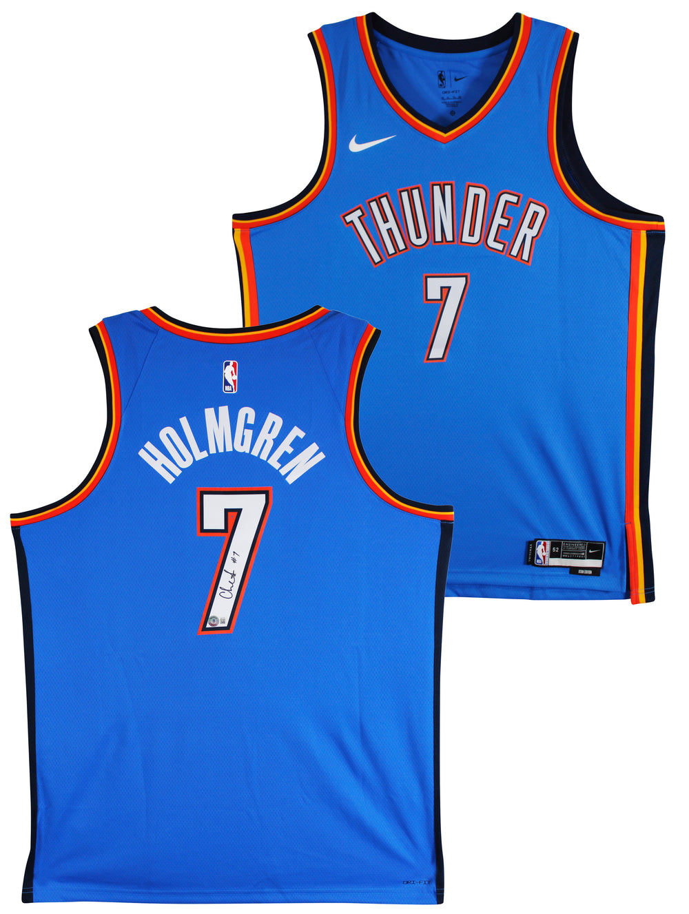Thunder Chet Holmgren Signed Blue Nike Icon Edition Swingman Jersey BAS Witness