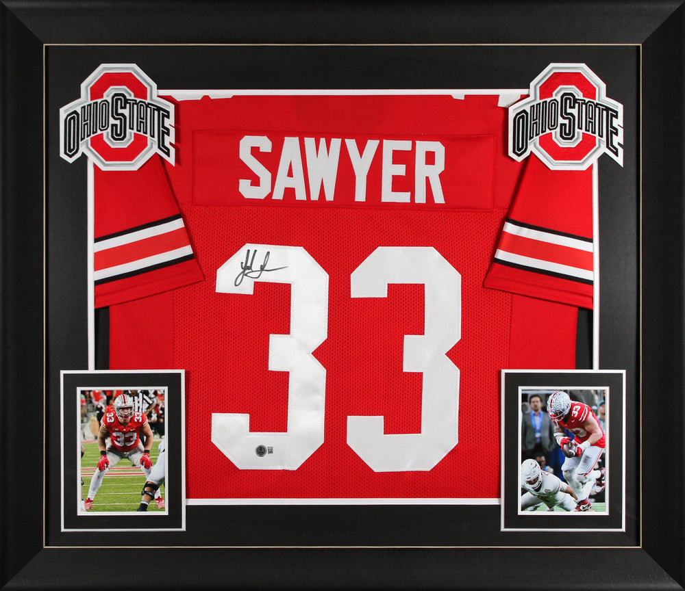 Ohio State Jack Sawyer Authentic Signed Red Pro Style Framed Jersey BAS 2