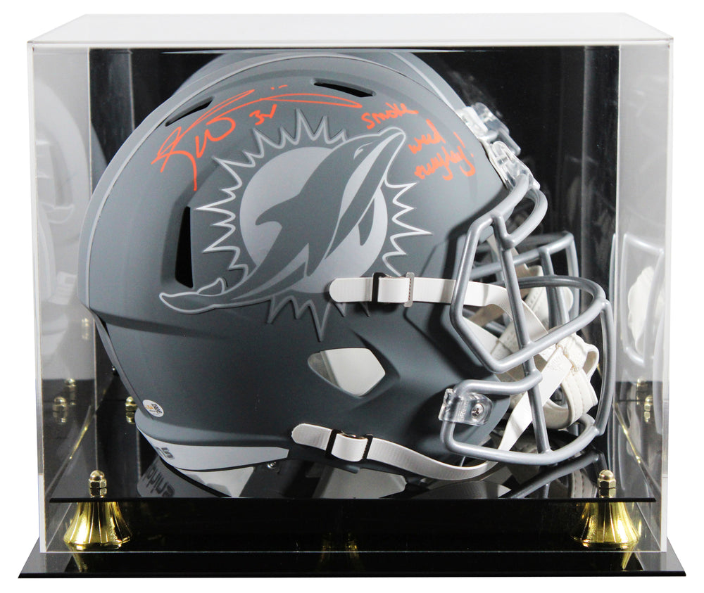 Dolphins Ricky Williams "SWE" Signed Slate F/S Speed Rep Helmet W/ Case JSA Wit