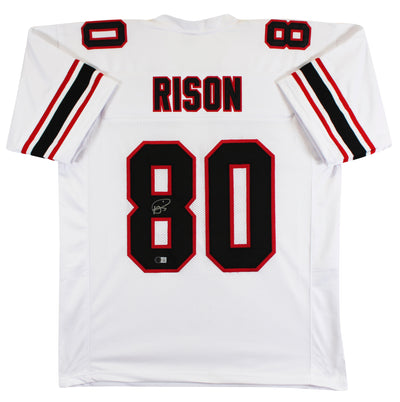 Andre Rison Authentic Signed White Pro Style Jersey Autographed BAS Witnessed