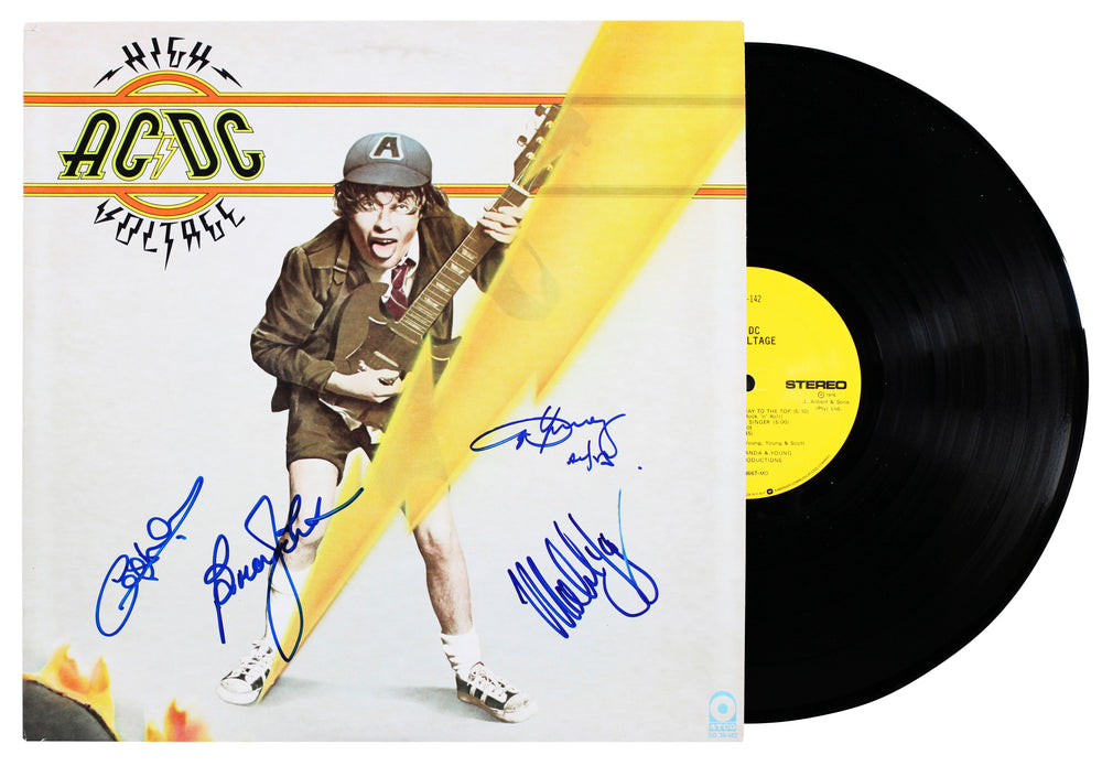 AC/DC (4) Johnson, Angus, Malcolm & Williams Signed Album Cover W/ Vinyl BAS LOA