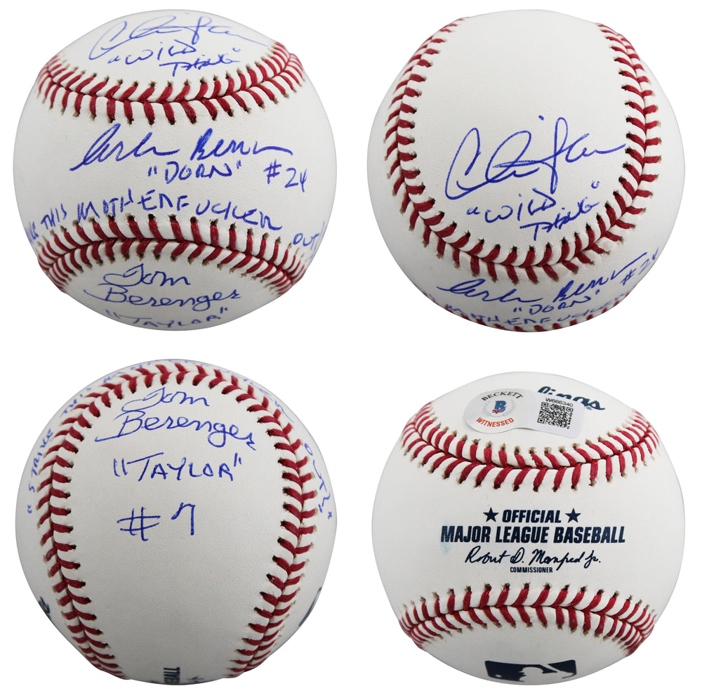 Major League (3) Sheen, Berenger & Bernsen w/ Insc Signed Oml Baseball BAS Wit 1