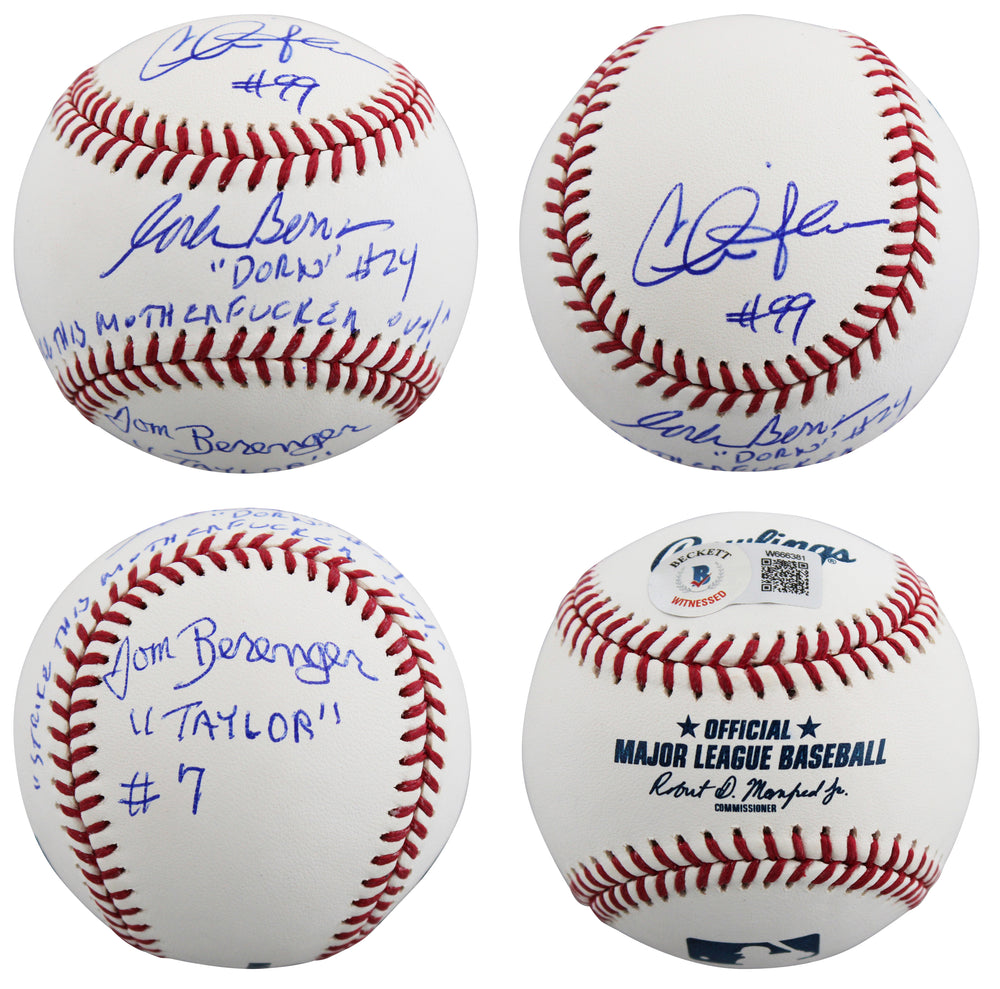 Major League (3) Sheen, Berenger & Bernsen w/ Insc Signed Oml Baseball BAS Wit 2