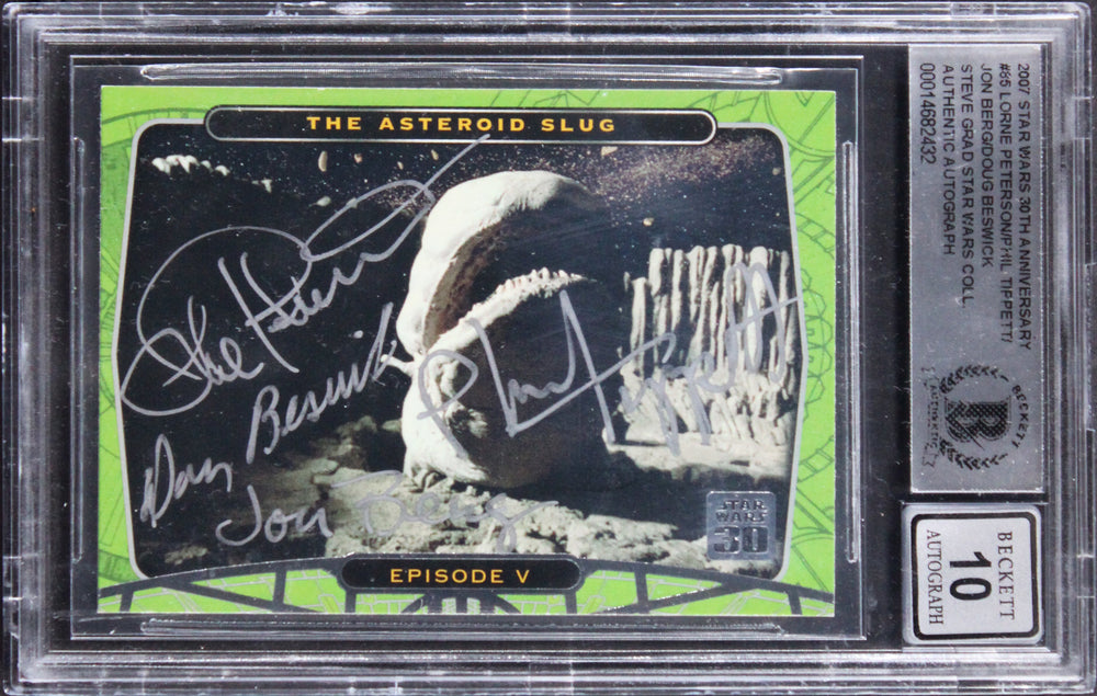 (4) Peterson +3 Signed 2007 Star Wars 30th Anniv #85 Card Auto 10! BAS Slabbed