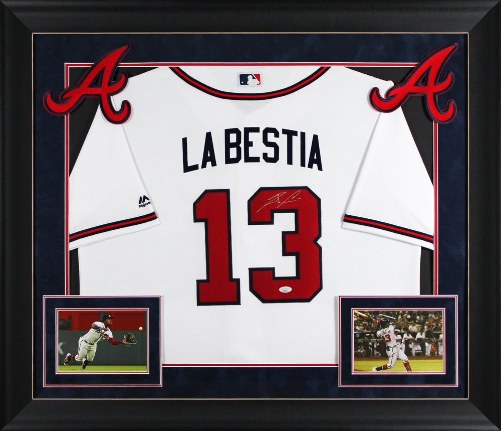Braves Ronald Acuna Jr. Signed White Majestic Framed Jersey JSA 5