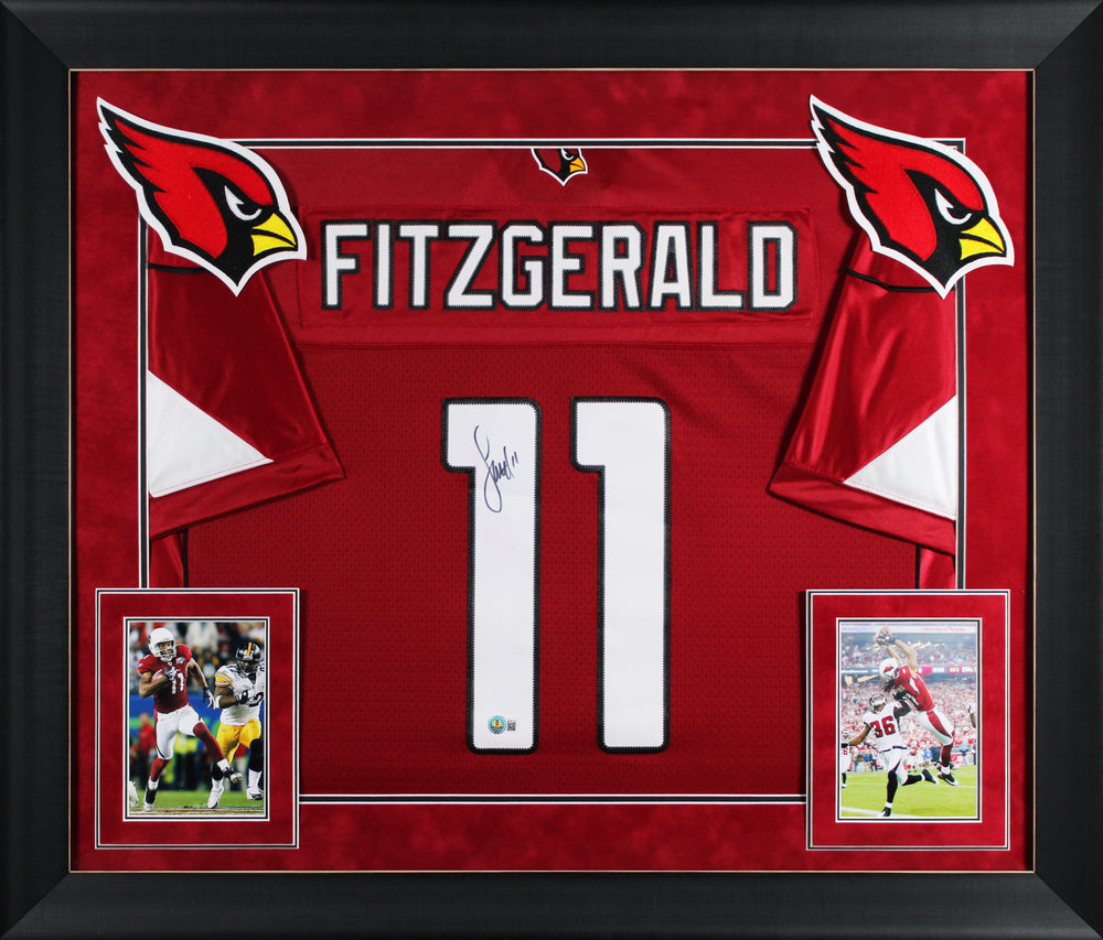 Cardinals Larry Fitzgerald Authentic Signed Red Nike Framed Jersey BAS #BV24719