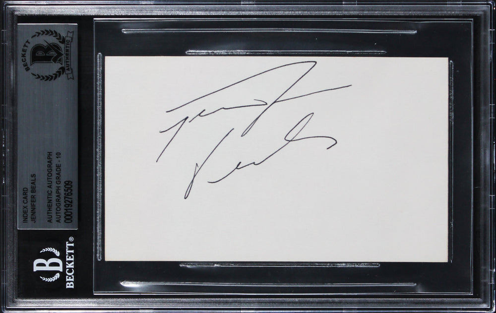 Jennifer Beals Flashdance Authentic Signed 3x5 Index Card Auto 10! BAS Slabbed