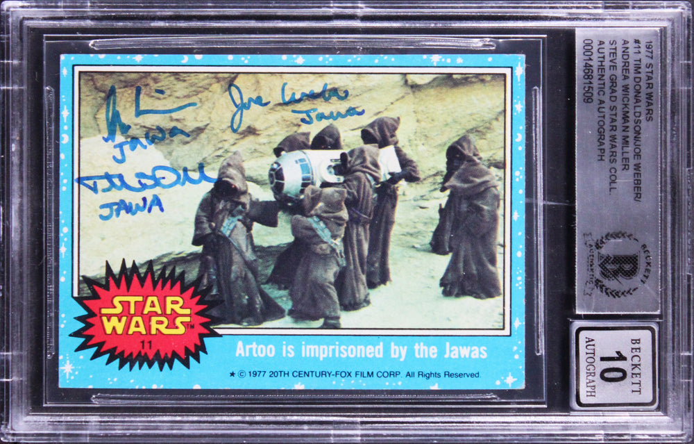 (3) Donaldson +2 "Jawa" Signed 1977 Star Wars #11 Card Auto 10! BAS Slabbed 2