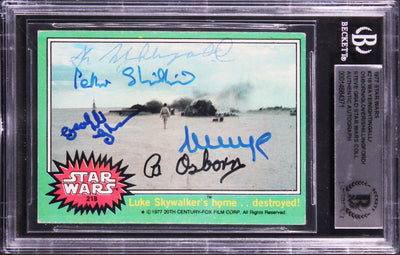 (5) Waye, Glover, Shillingford +2 Signed 1977 Star Wars #218 Card BAS Slabbed