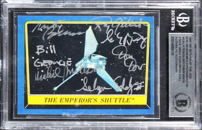 (7) George +6 Signed 1983 Star Wars Return Of The Jedi #218 Card BAS Slabbed