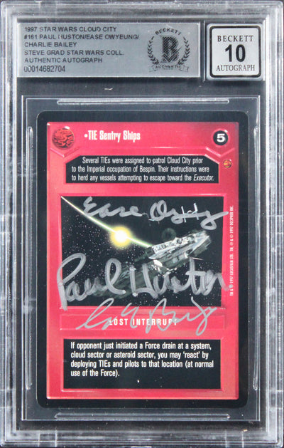 (3) Huston +2 Signed 1997 Star Wars Cloud City #161 Card Auto 10! BAS Slabbed