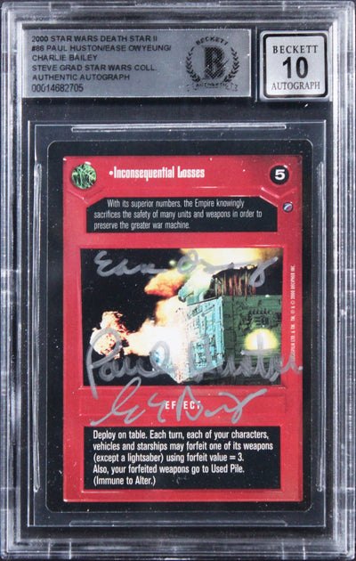 (3) Huston +2 Signed 1997 Star Wars Death Star II #86 Card Auto 10! BAS Slabbed
