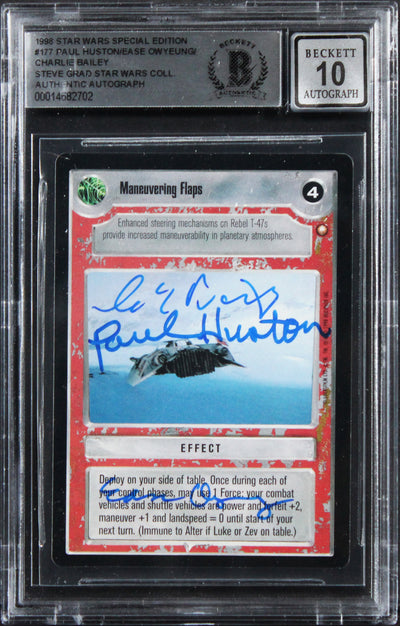 (3) Huston +2 Signed 1998 Star Wars SE #177 Card Auto Grade GM 10! BAS Slabbed