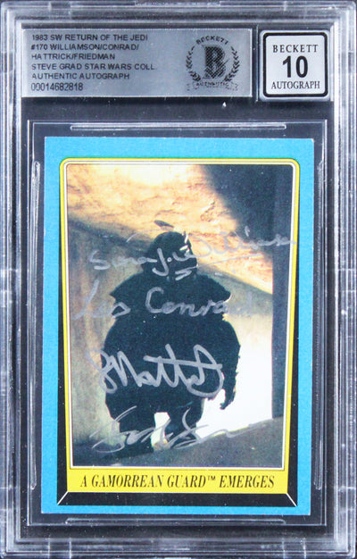 (4) Williamson +3 Signed 1983 Star Wars ROTJ #170 Card Auto Grade 10! BAS Slab