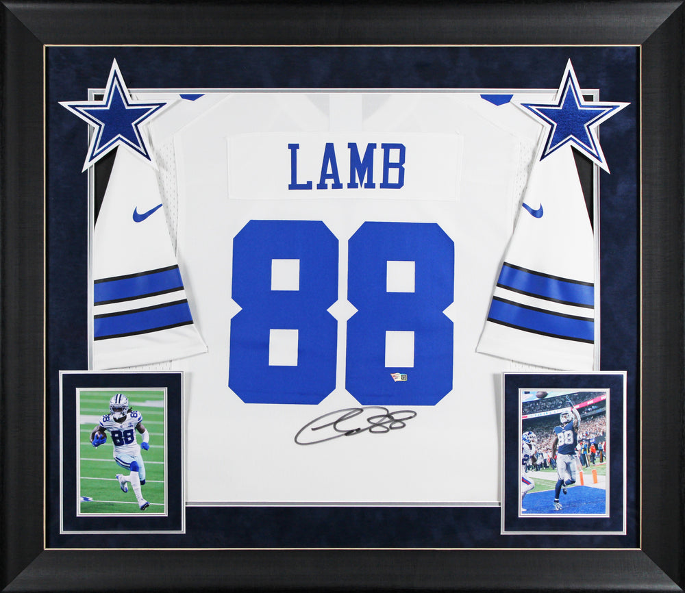 Cowboys CeeDee Lamb Authentic Signed White Nike Game Framed Jersey Fanatics