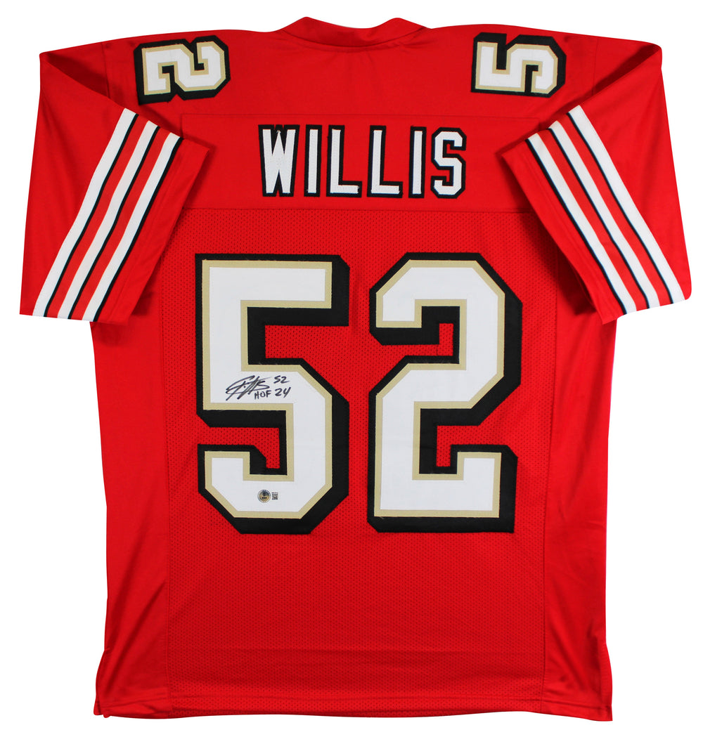 Patrick Willis "HOF 24" Signed Red Pro Style Jersey w/ Dropshadow BAS Witness 3