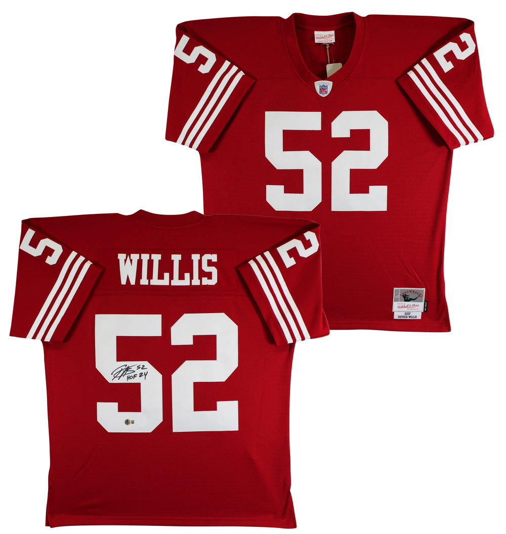 49ers Patrick Willis "HOF 24" Signed Red Mitchell & Ness Jersey BAS Witnessed