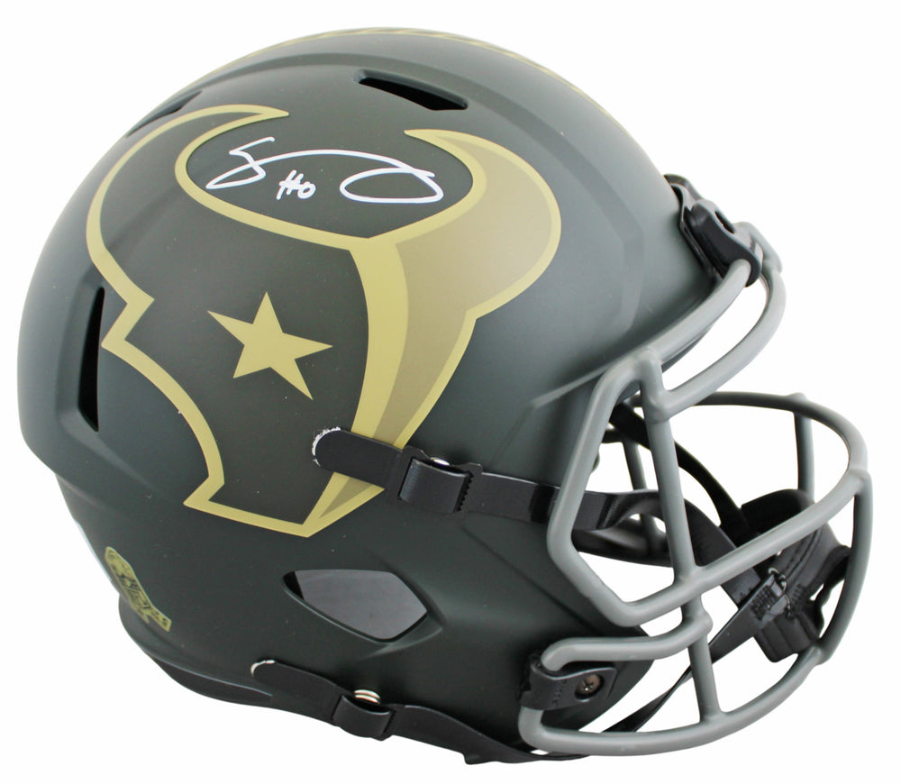 Texans Azeez Al-Shaair Signed STS IV Full Size Speed Rep Helmet BAS Witnessed