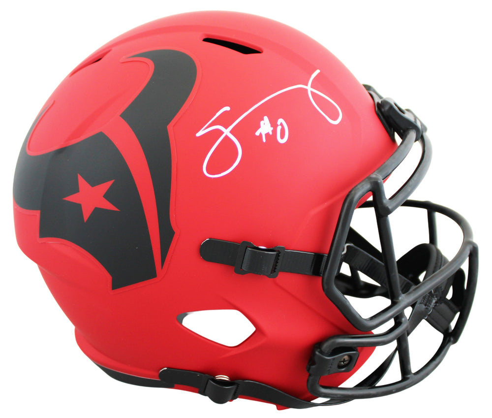 Texans Azeez Al-Shaair Signed Rave Full Size Speed Rep Helmet BAS Witnessed