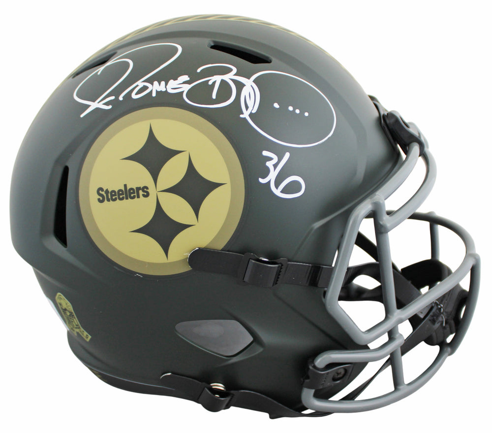 Steelers Jerome Bettis Signed STS IV Full Size Speed Rep Helmet BAS Witnessed