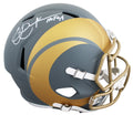 Rams Eric Dickerson "HOF 99" Signed Slate F/S Speed Rep Helmet W/ Case BAS Wit 2