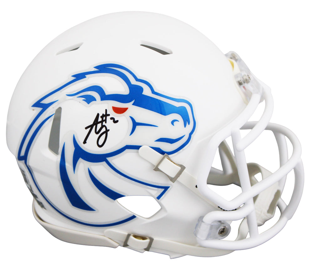 Boise State Ashton Jeanty Authentic Signed White Speed Mini Helmet BAS Witnessed