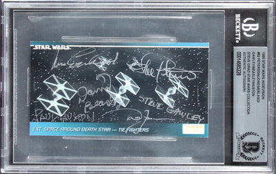 (6) Peterson, Huston +4 Signed 1995 Star Wars Widevision #92 Card BAS Slabbed