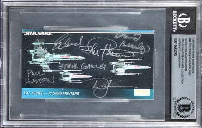 (6) Peterson, Beasley +4 Signed 1995 Star Wars Widevision #99 Card BAS Slabbed