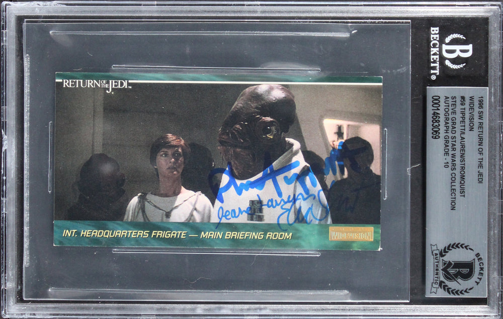 (3) Tippett +2 Signed 1995 Star Wars ROTJ Widevision #59 Card Auto 10! BAS Slab