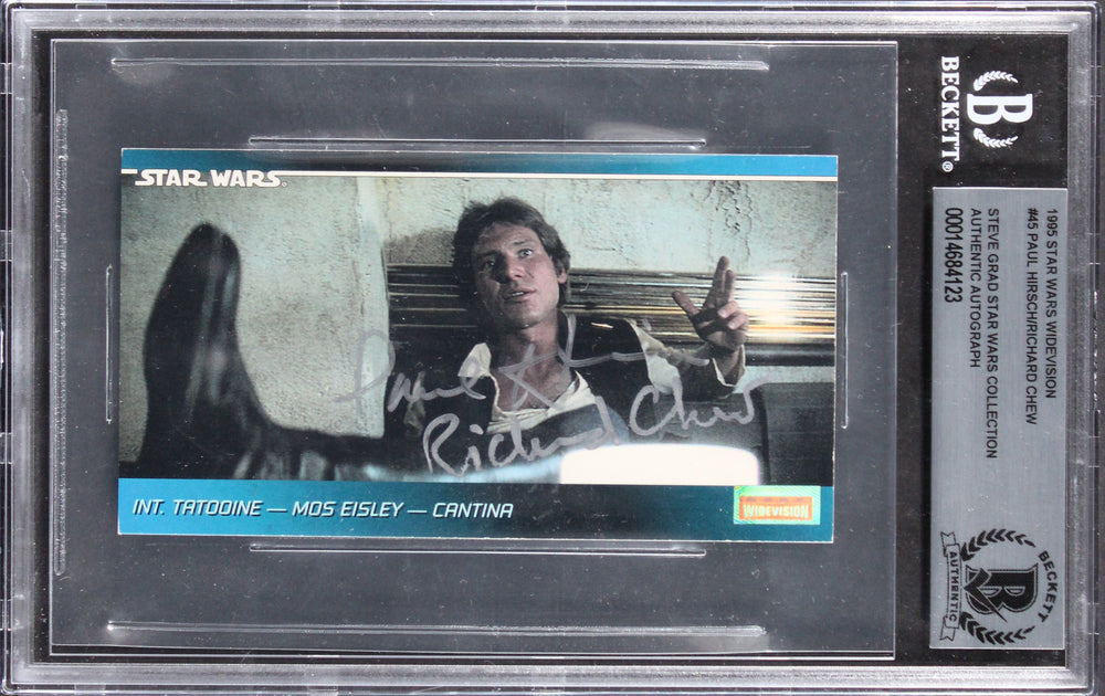 Paul Hirsch & Richard Crew Signed 1995 Star Wars Widevision #45 Card BAS Slabbed