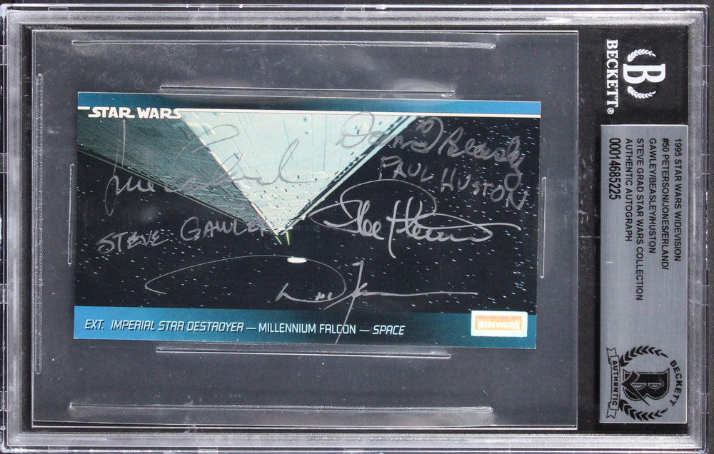(6) Peterson, Beasley +4 Signed 1995 Star Wars Widevision #50 Card BAS Slabbed